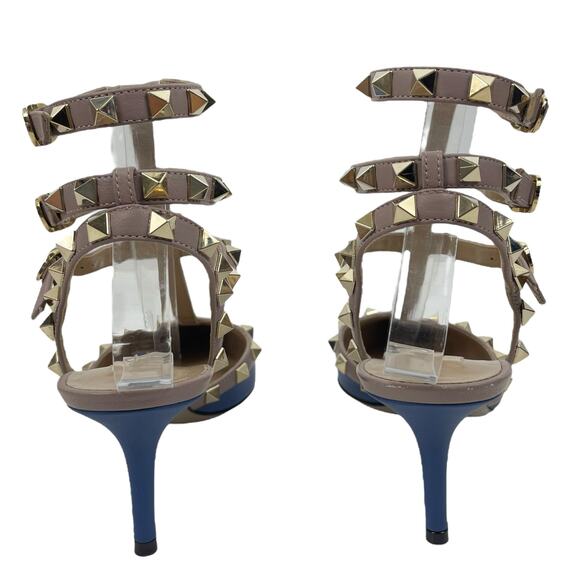 Valentino Garavani Rockstud 65mm Leather Caged Pump Blue Pink Size 36.5 - Picture 8 of 13
